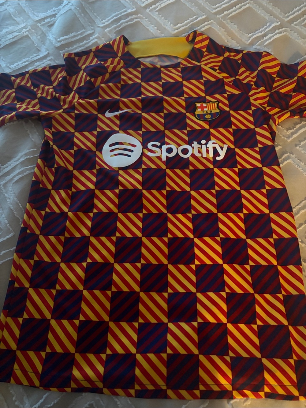 Nike men's Yellow and Blue Checkered FC Barcelona Jersey